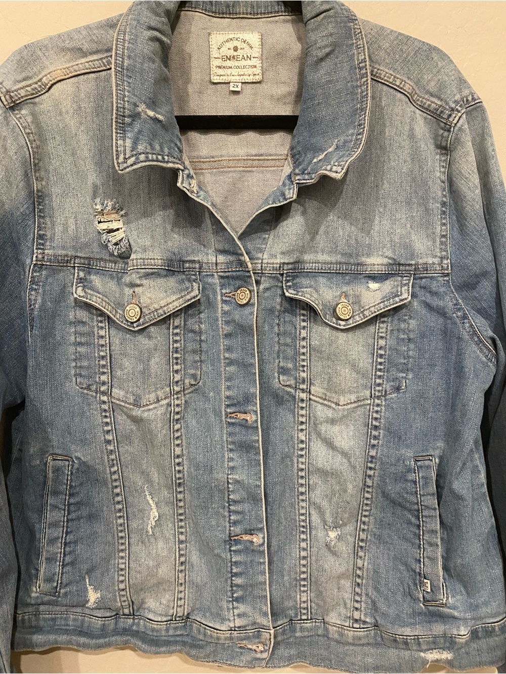 Enjean Denim Trucker Jacket Sz Large - Picture 4 of 14